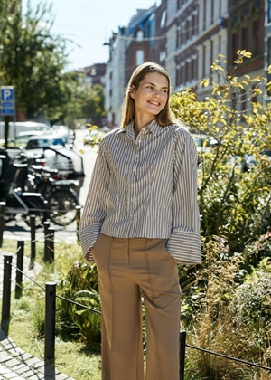 Rosa double mix stripe skjorte Dusty Brown Neo Noir